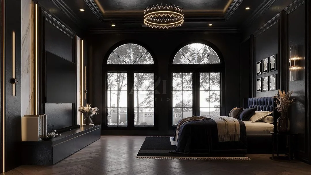 Luxury modern bedroom designed by an interior designer in Lahore