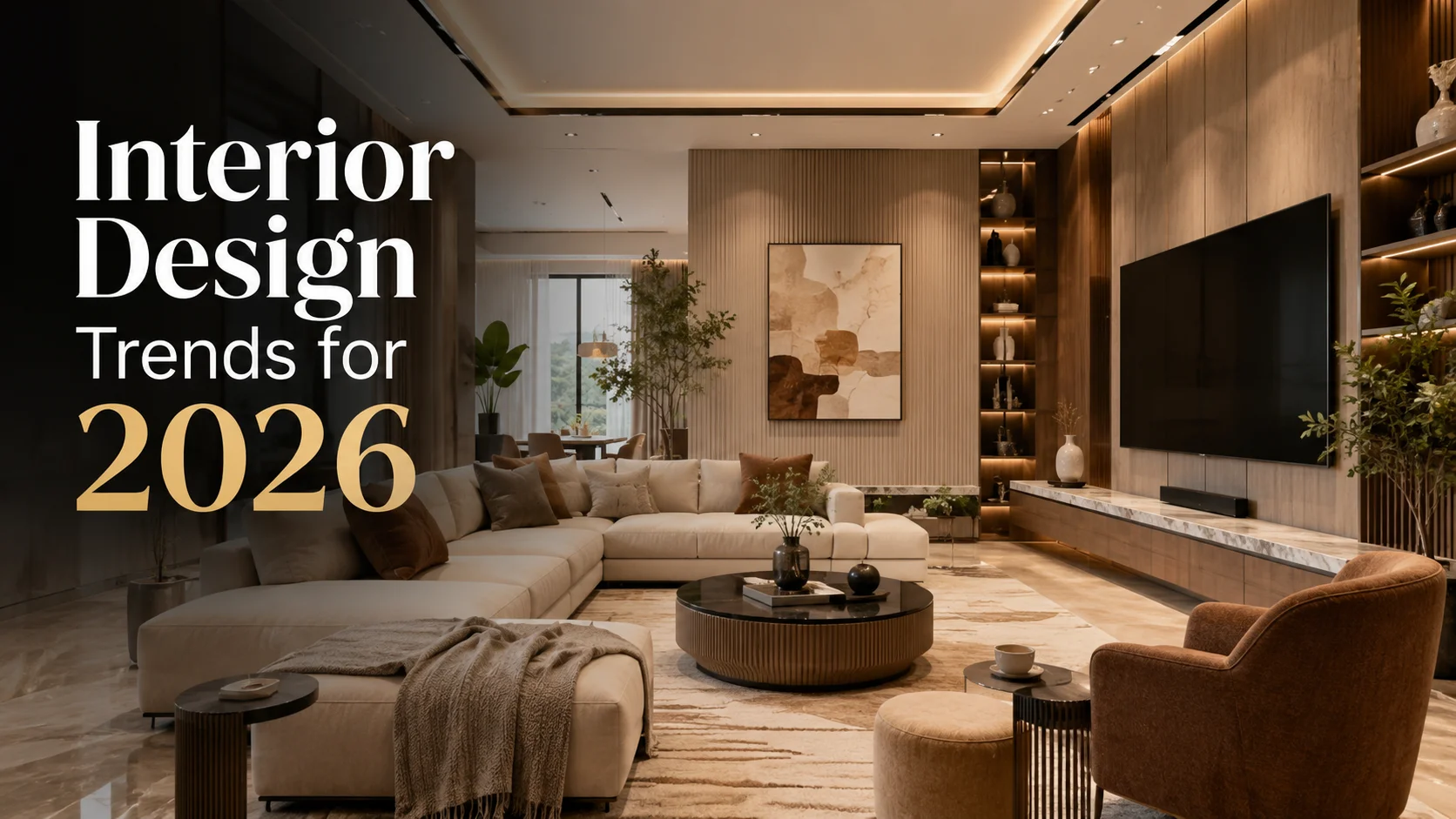 Interior design trends in Lahore for 2026 featuring modern warm minimalist living room
